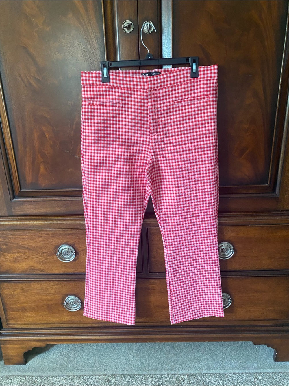Zara red/white check on trend pants